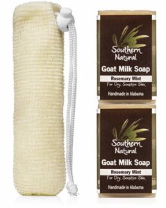 best dry skin soap Rosemary Mint - All Natural Handmade Goat Milk Soap - For Psoriasis, Eczema & Dry Sensitive Skin. Gentle Face Soap, Hand Soap or Body Soap. For Men, Women and Kids. 2 Bar Pack/Bonus Soap Sock.
